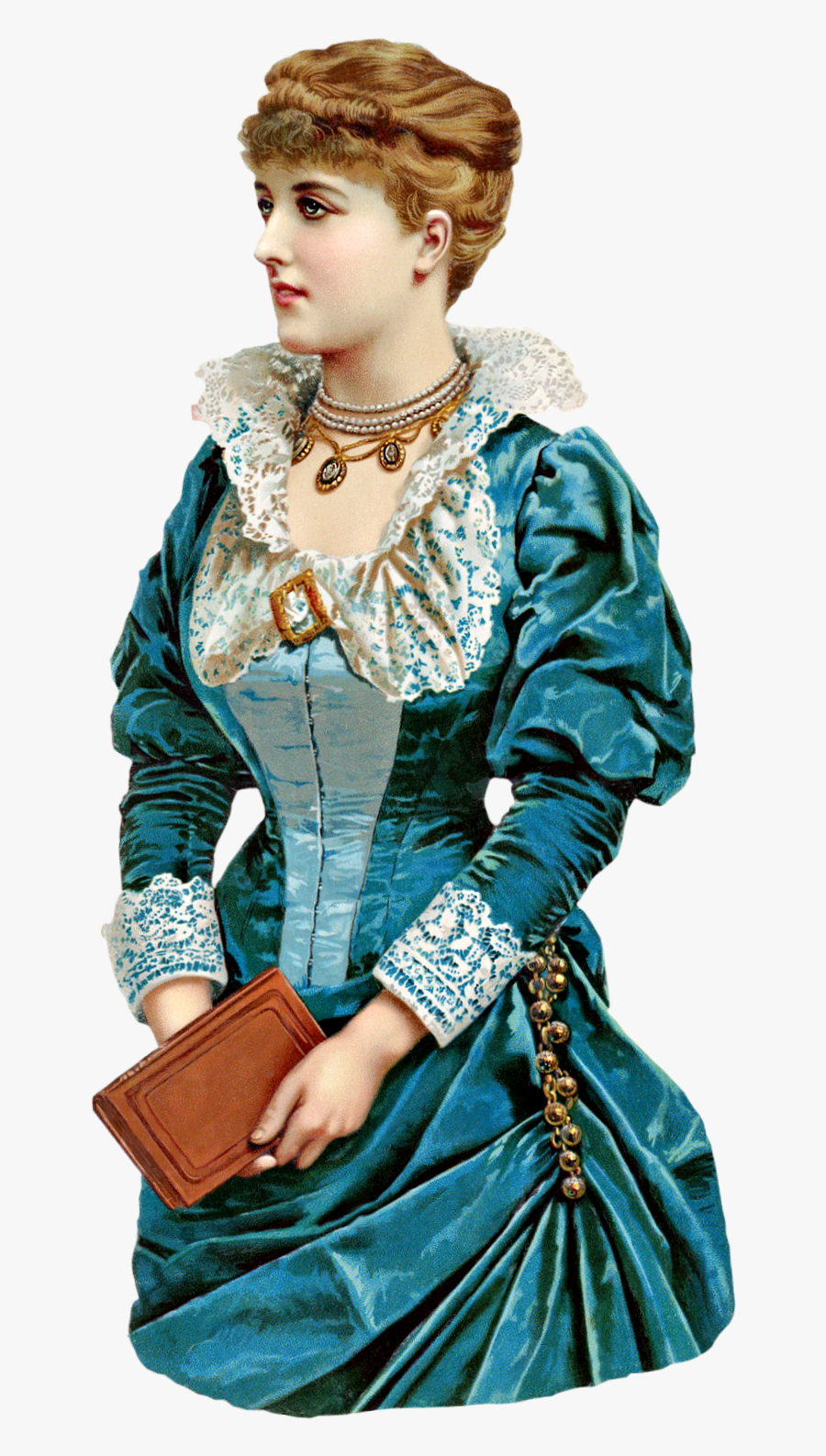 Victorian Lady In Blue Clipart - Victorian Era Victorian Blue Dress, Transparent Clipart