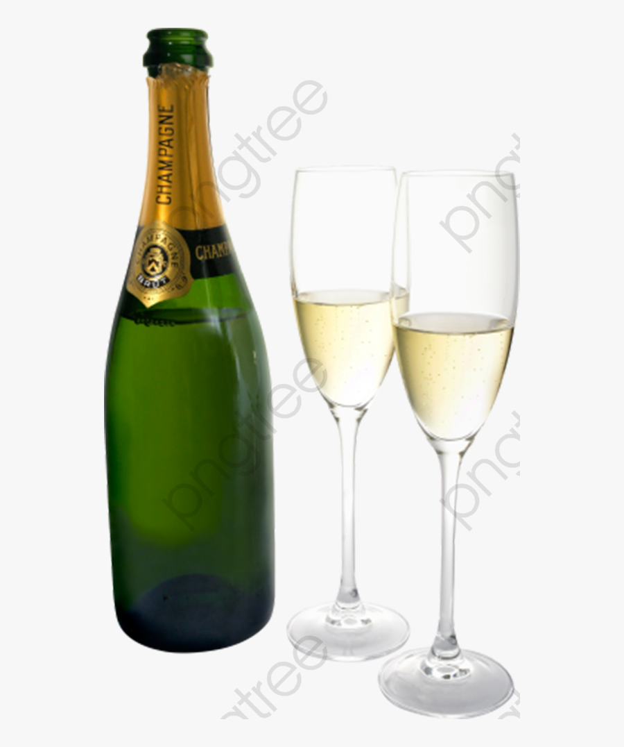 Transparent Champagne Glass Clipart - Glass Of Wine Bottle Png, Transparent Clipart