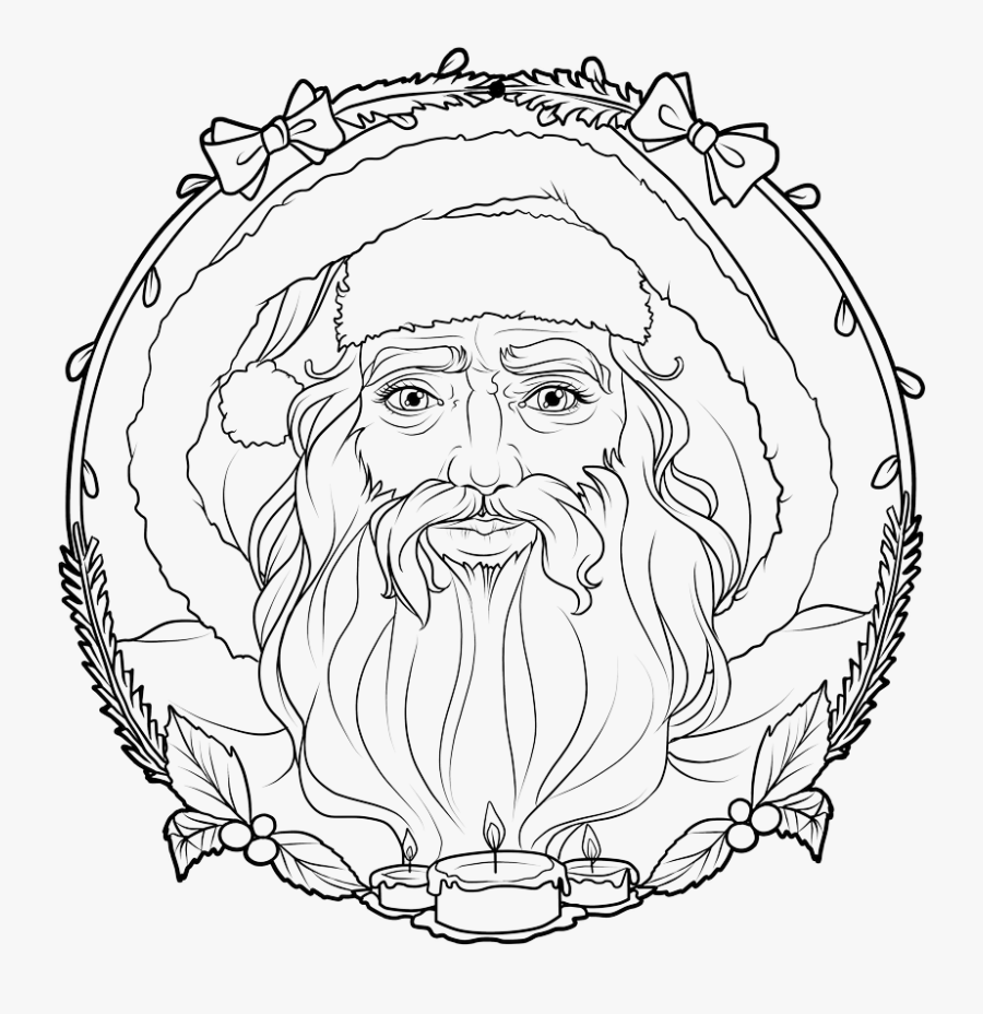 Free Santa Lineart - Santa Lineart, Transparent Clipart