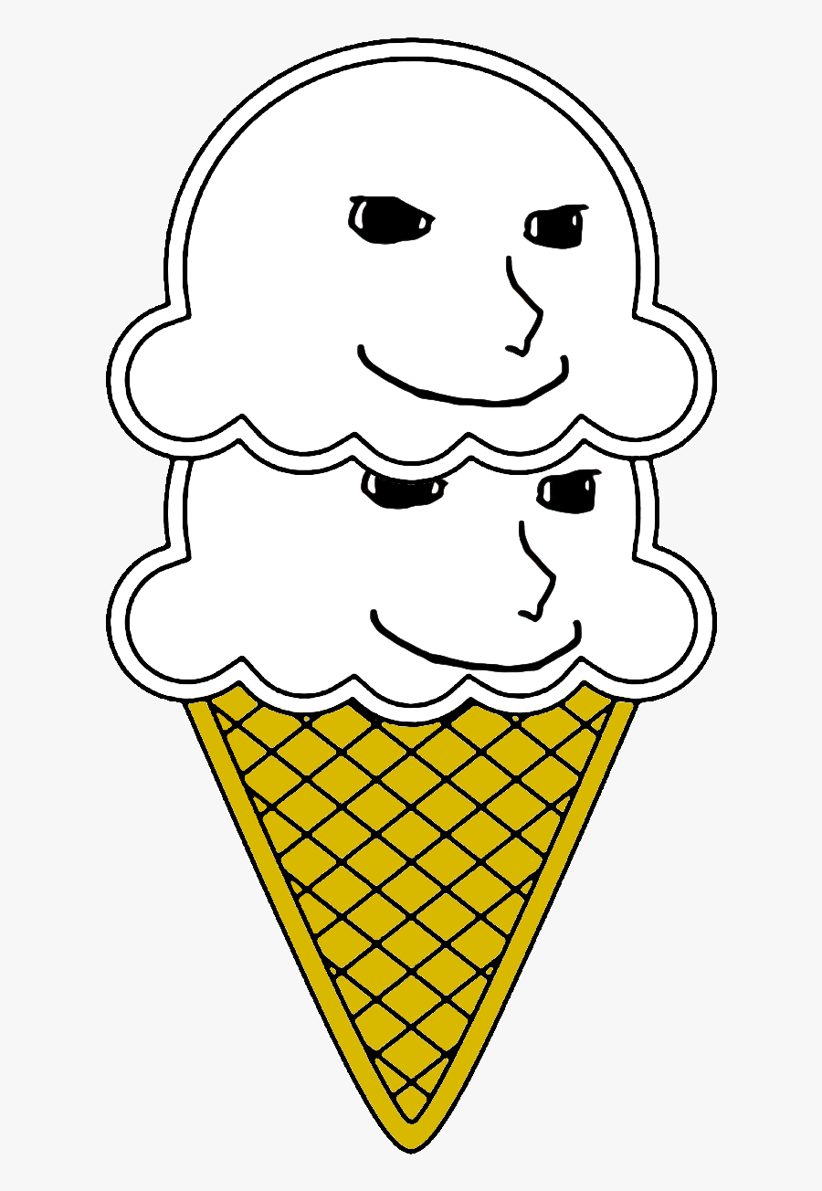 Food & Cooking - Long Cone Ice Cream For Coloring, Transparent Clipart