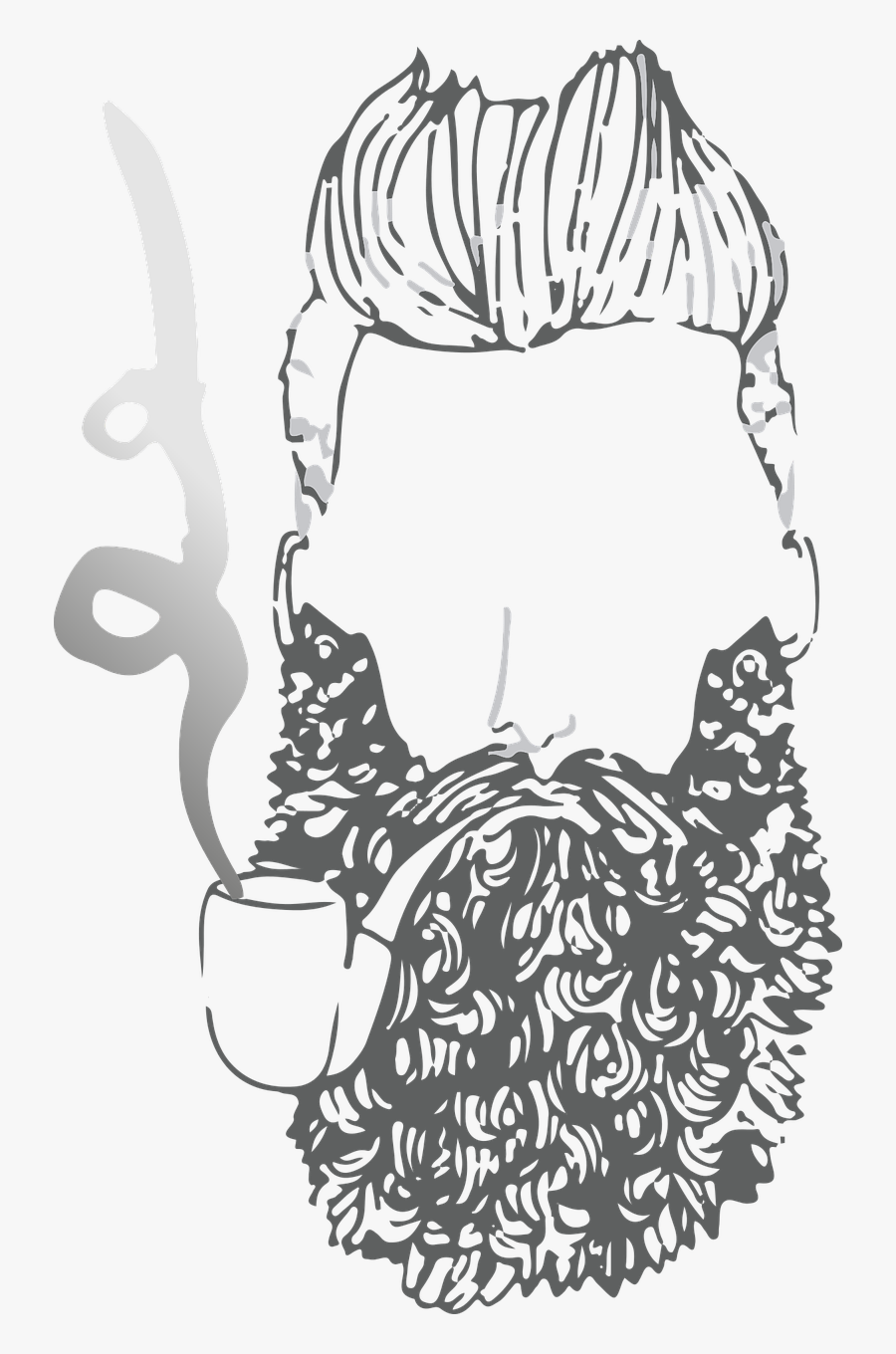 Beard Pipe Line-art Free Picture - Beard, Transparent Clipart