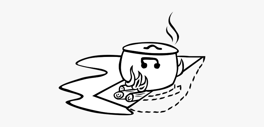 Food In Pot Baked On Campfire Vector Clip Art - Trench Fire In Camp, Transparent Clipart