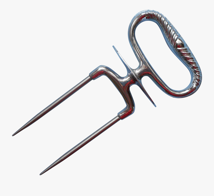 Carving Roast Joint Holder Tool Vintage Big Chrome - Wood, Transparent Clipart