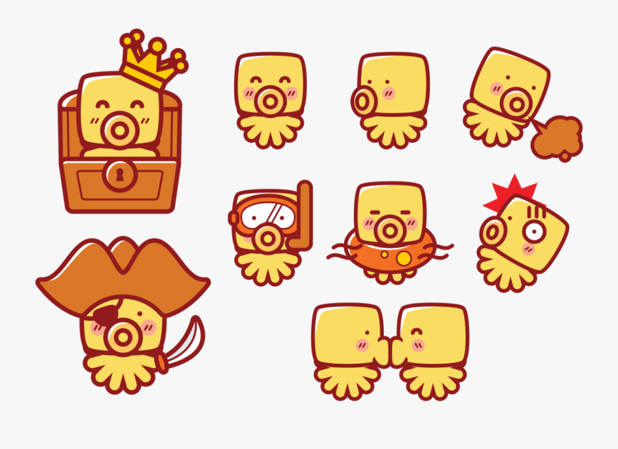 Cartoon Octopus Vector, Transparent Clipart