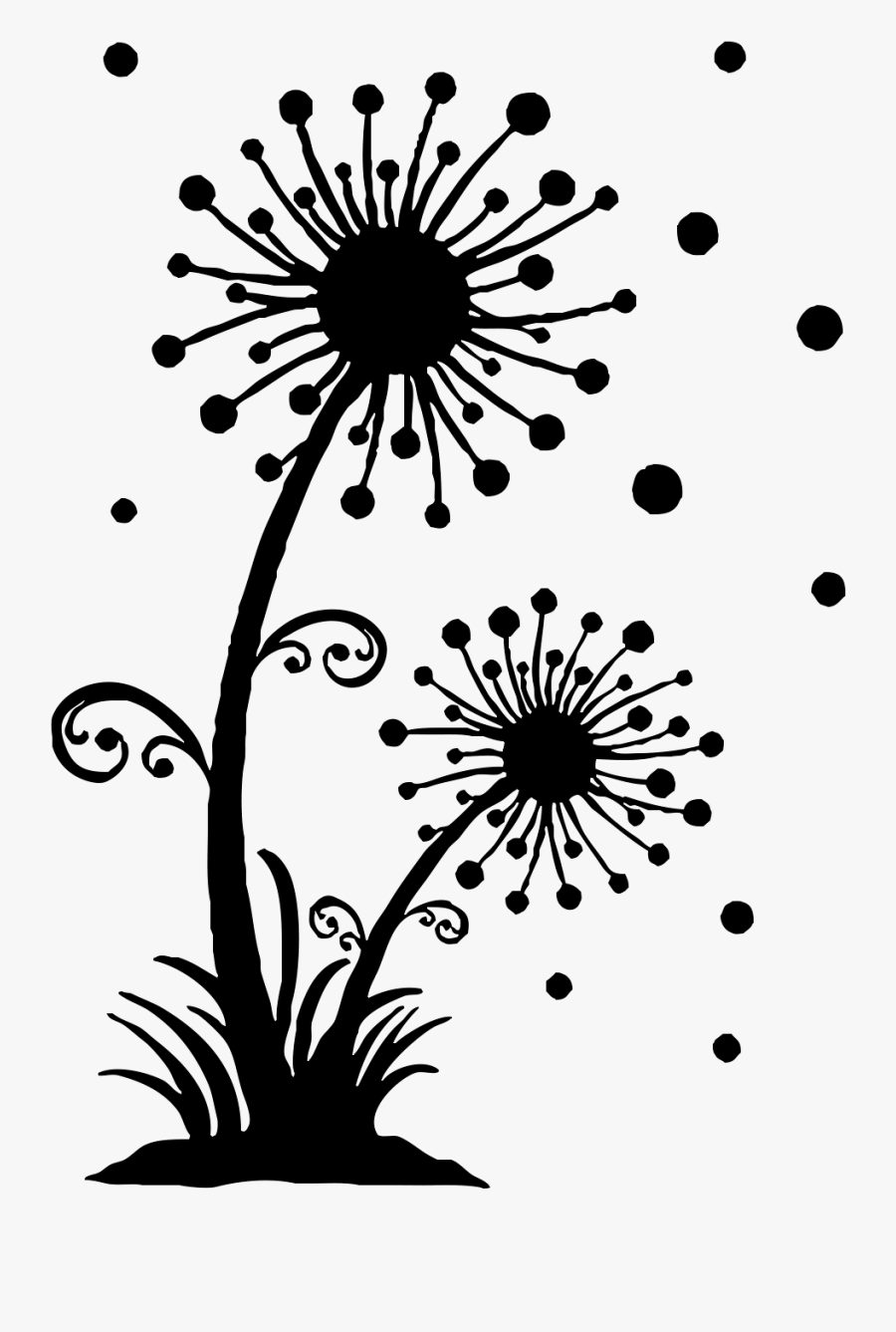 Dandelion Clipart Flower Side - Dandelion Cut File Silhouette, Transparent Clipart
