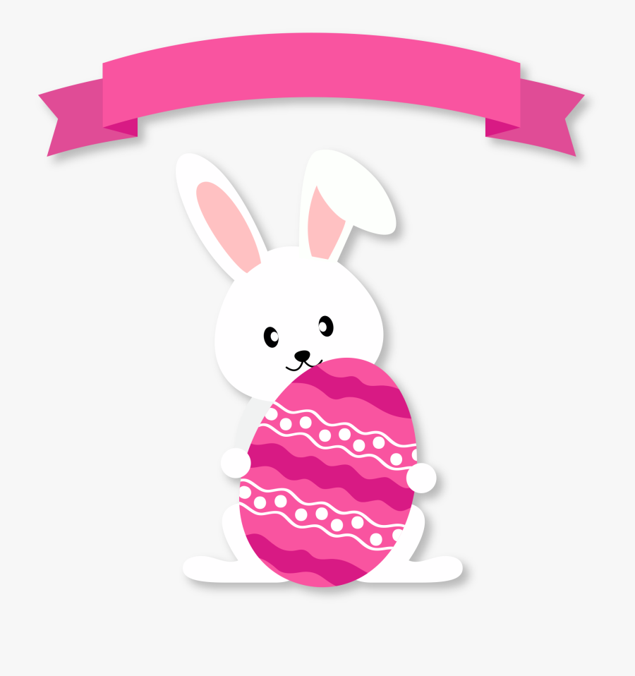 Egg Rabbit With Bunny Ribbon Easter Clipart - Feliz Pascoa Clinica De Olhos, Transparent Clipart