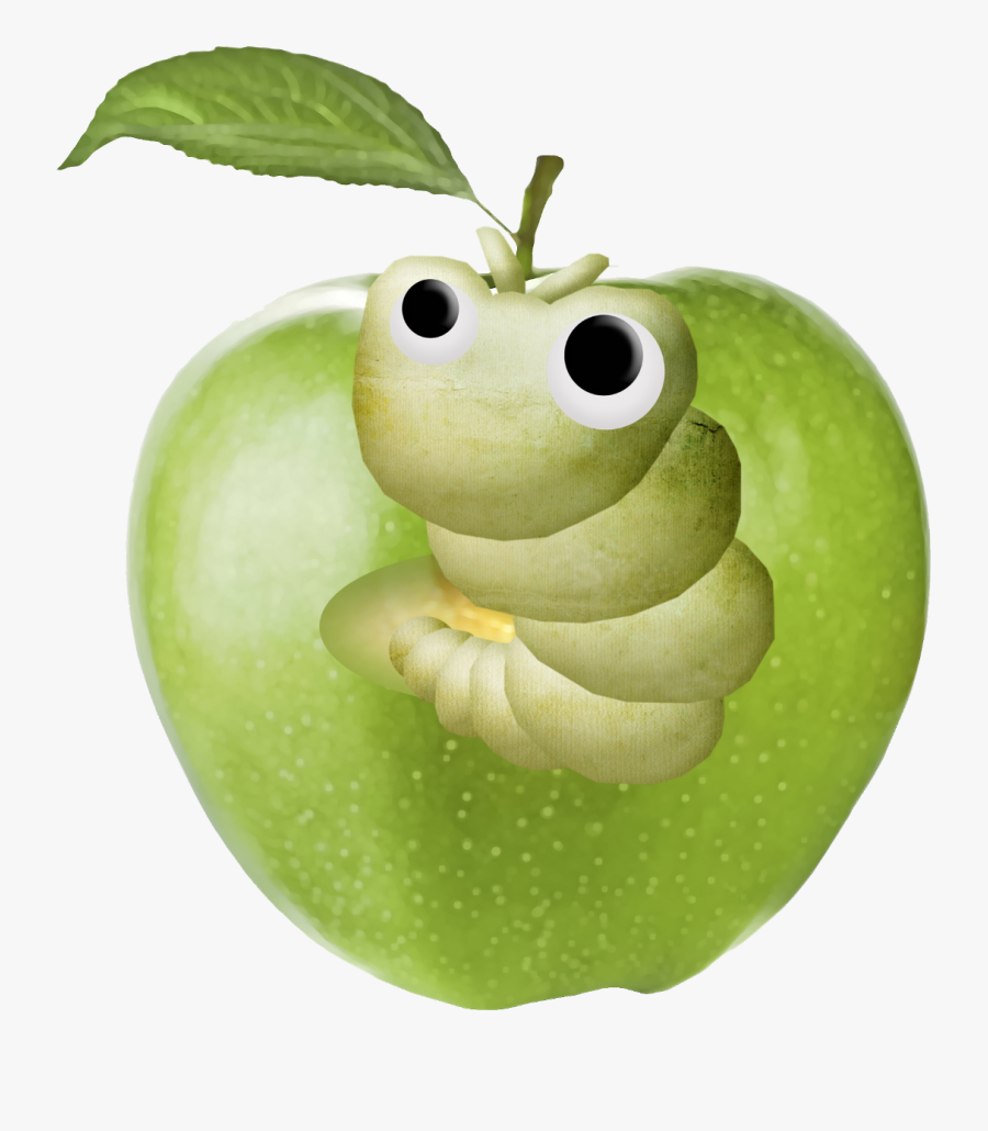 #mq #apple #worm #worms #eat #apples #green - Apple Worm Cartoon Png, Transparent Clipart