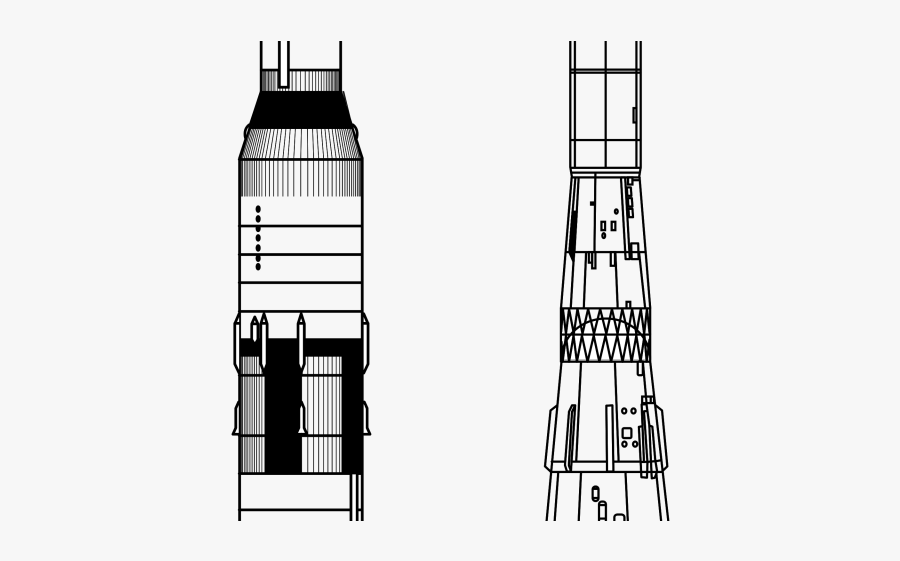 Saturn V Line Drawing, Transparent Clipart
