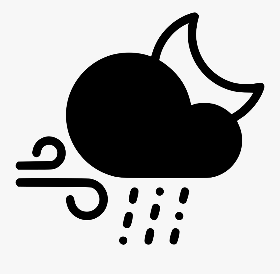 Night Sleet Wind Cloud Rain Moon Comments - Night Lightning Clipart, Transparent Clipart