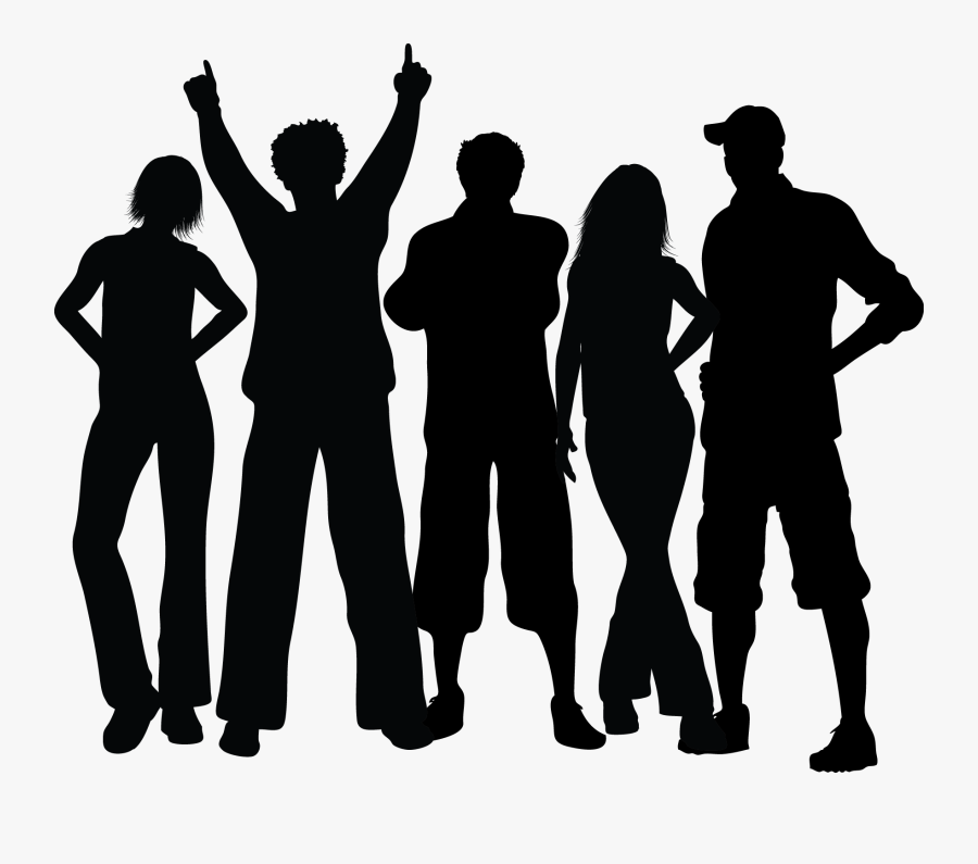 Group Black Silhouette - People Silhouette Transparent Background, Transparent Clipart