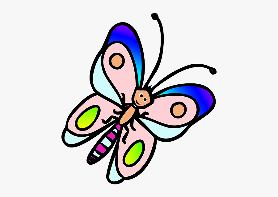 Butterfly Cartoon With Soft Colors - Colorful Butterfly Cartoon, Transparent Clipart
