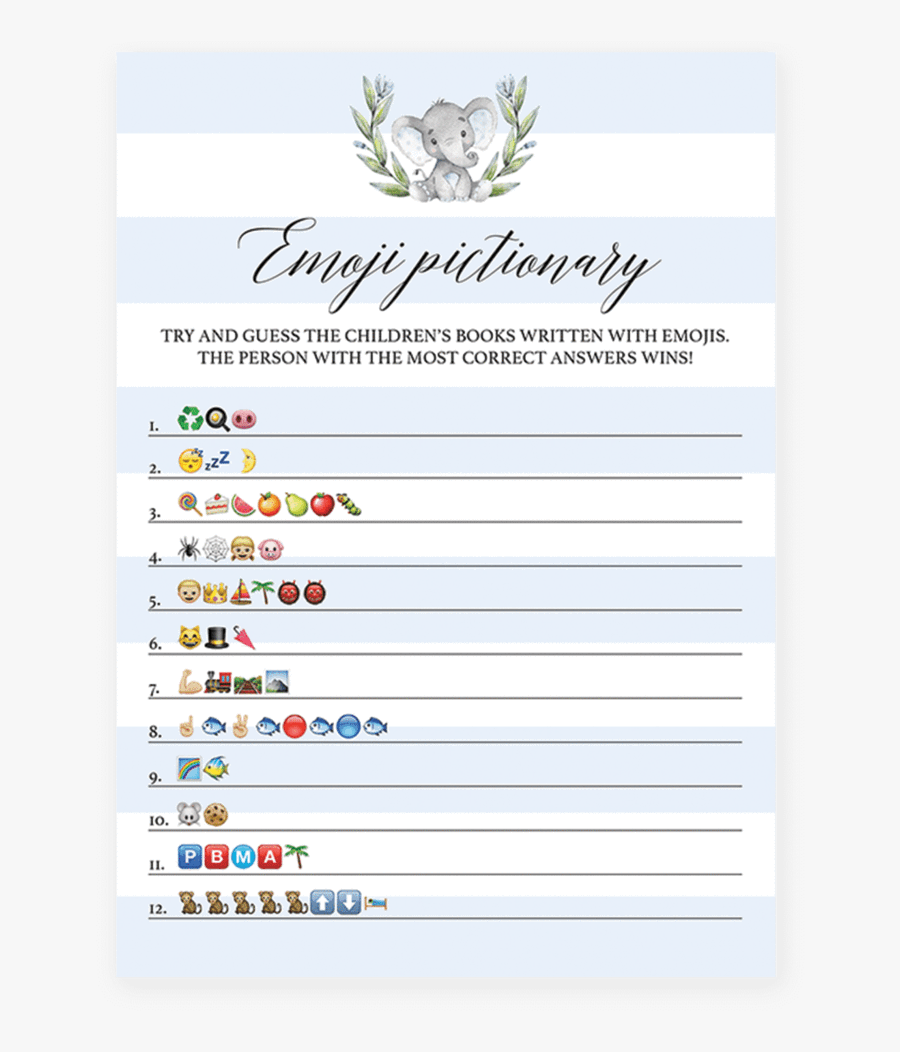 Clip Art Pictionary Themes - Emoji Baby Shower Game, Transparent Clipart
