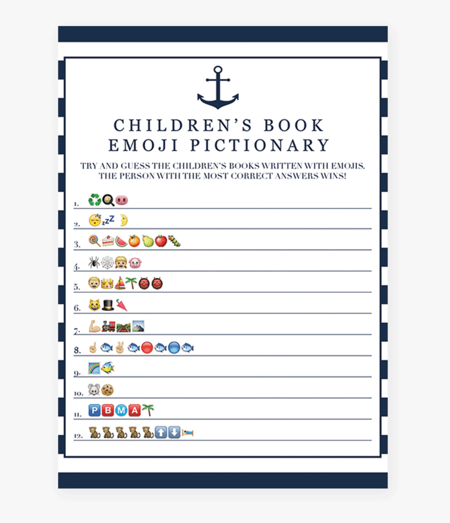 Clip Art Pictionary Themes - Baby Shower Emoji Game Free, Transparent Clipart