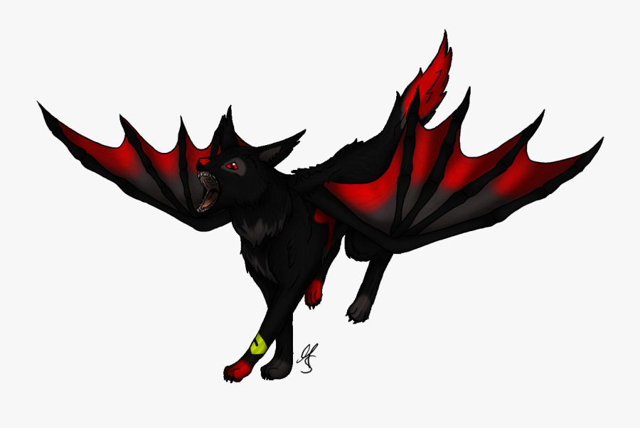 Wing Clipart Cartoon - Black And Red Wolf, Transparent Clipart