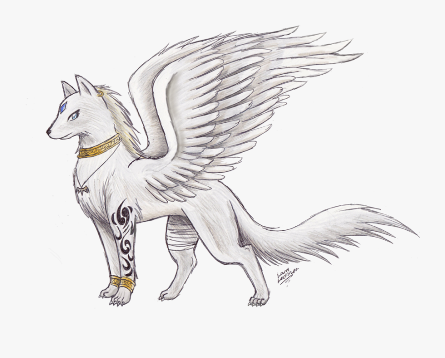 Clip Art Wolf With Wings Awesome - Wolf With Wings Drawing, Transparent Clipart