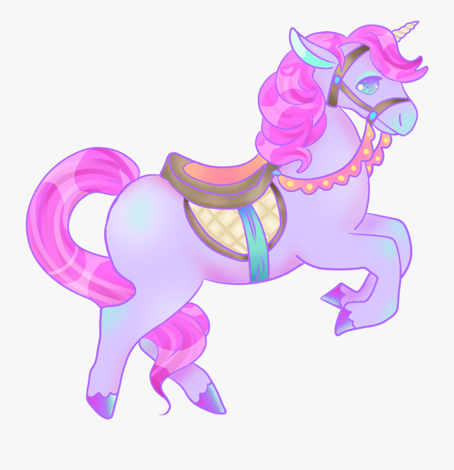 A Unicorn Carousal Horse - Cartoon Horse And Unicorn, Transparent Clipart