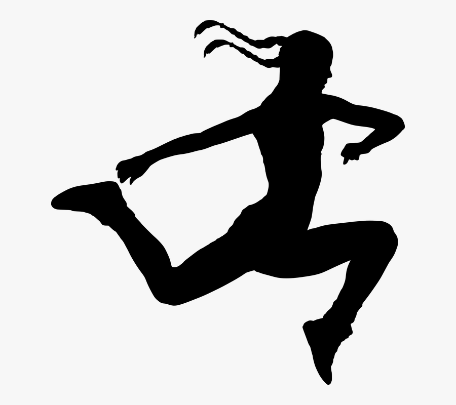 Jumping, Girl, Active, Hair Style, Sport - Silhouette Girl Jumping Png, Transparent Clipart