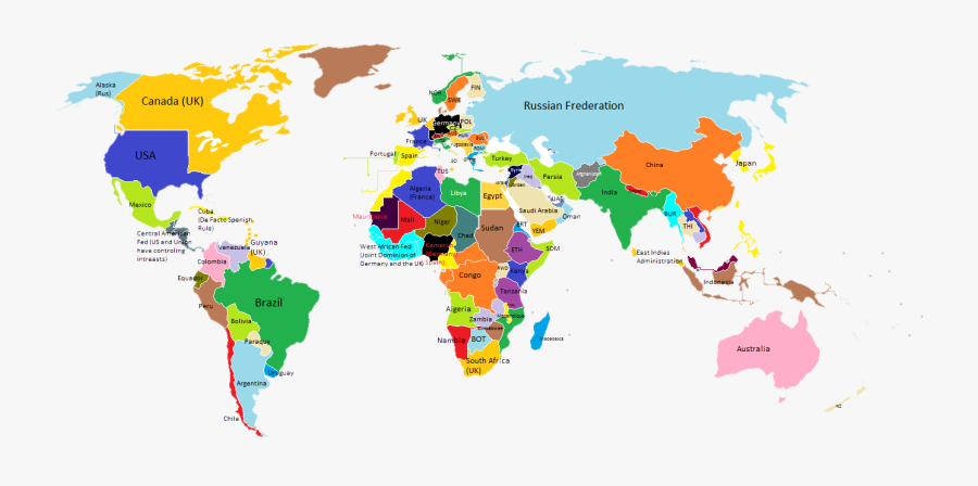 Worlp Map In With Names Png Image - Australia Visa Map, Transparent Clipart