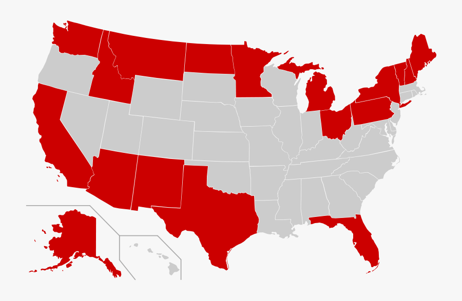 Map Usa Canada Border States 10 International Of The - Death Penalty States, Transparent Clipart
