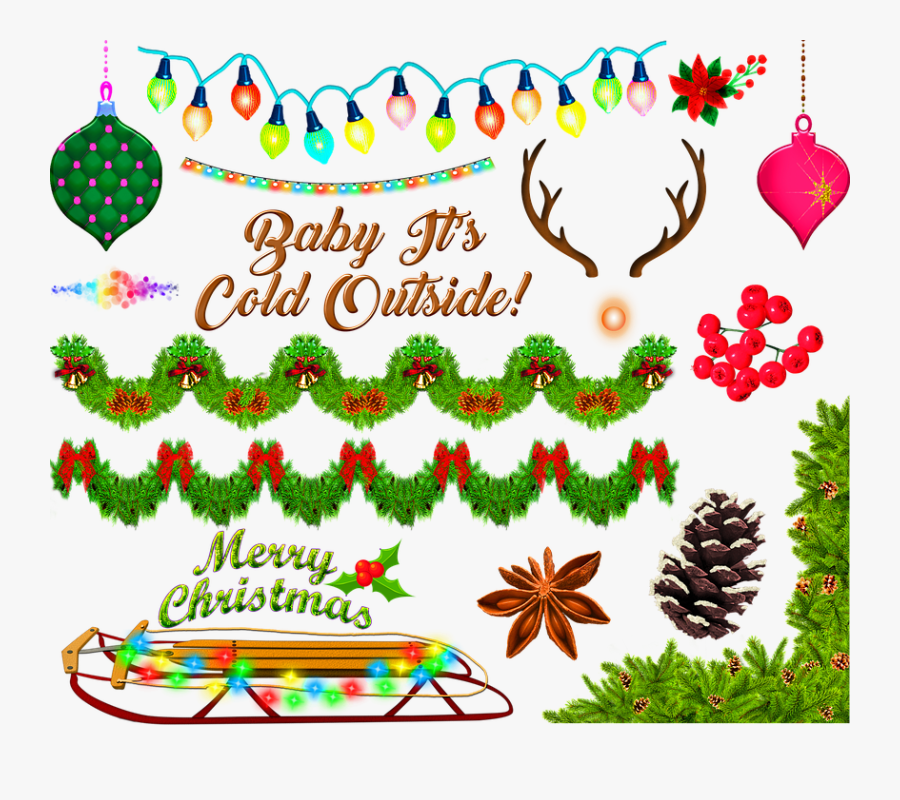 Christmas, Deer, Garland, Berry, Ornament, Transparent Clipart