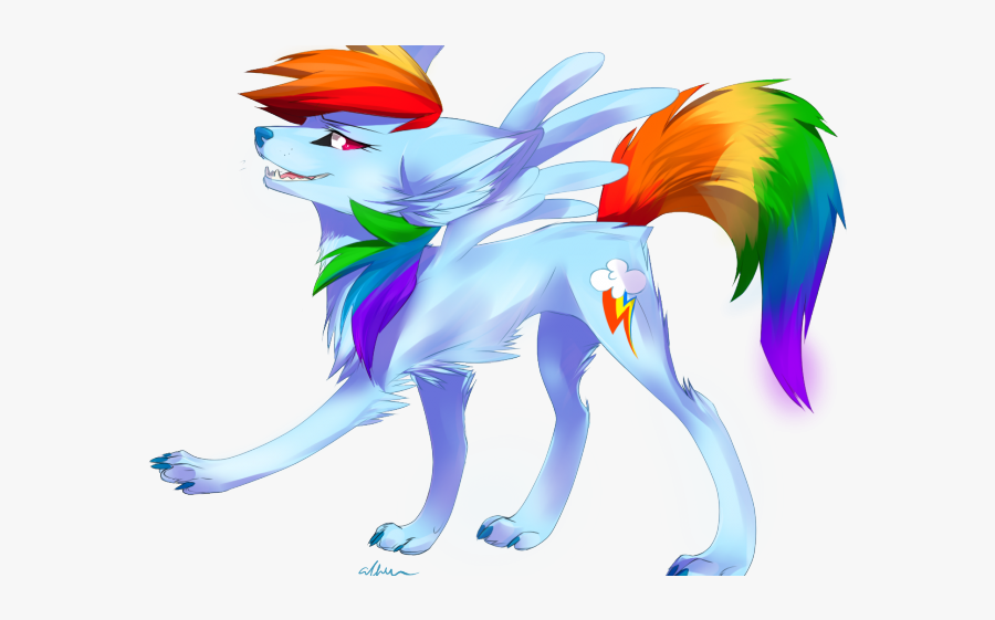 Rainbow Dash Wolf, Transparent Clipart
