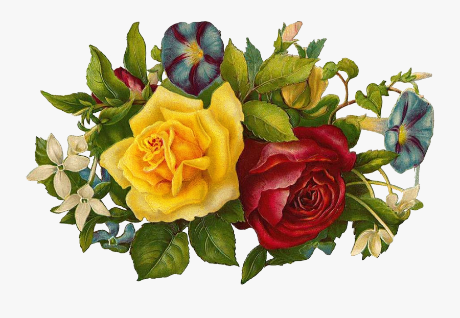 Vintage Flower Clipart Printable Vintage - Happy Birthday Bouquets Gif, Transparent Clipart