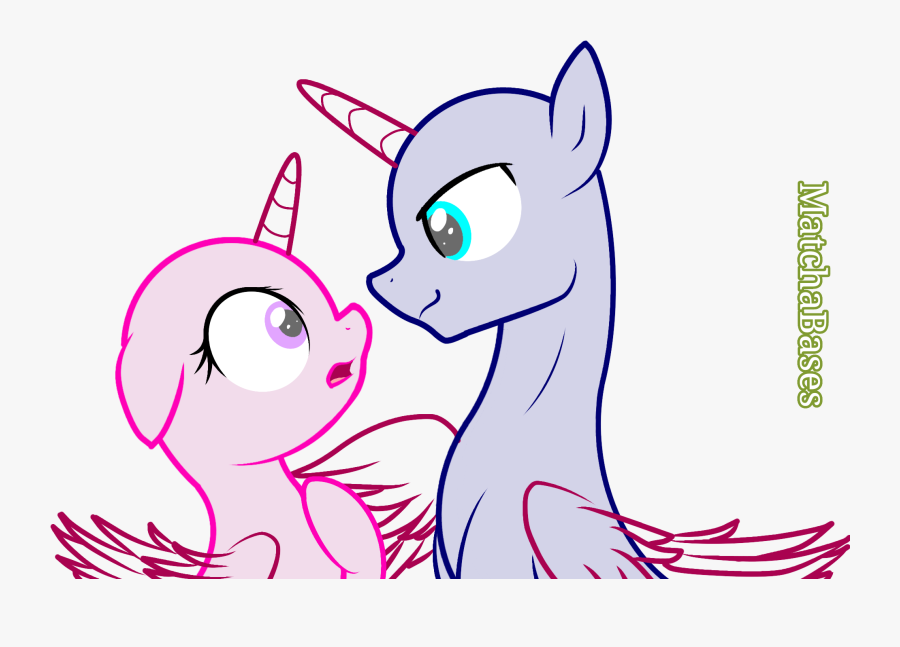 How To Draw A Unicorn With Wings Download - My Little Pony Couple Base, Transparent Clipart