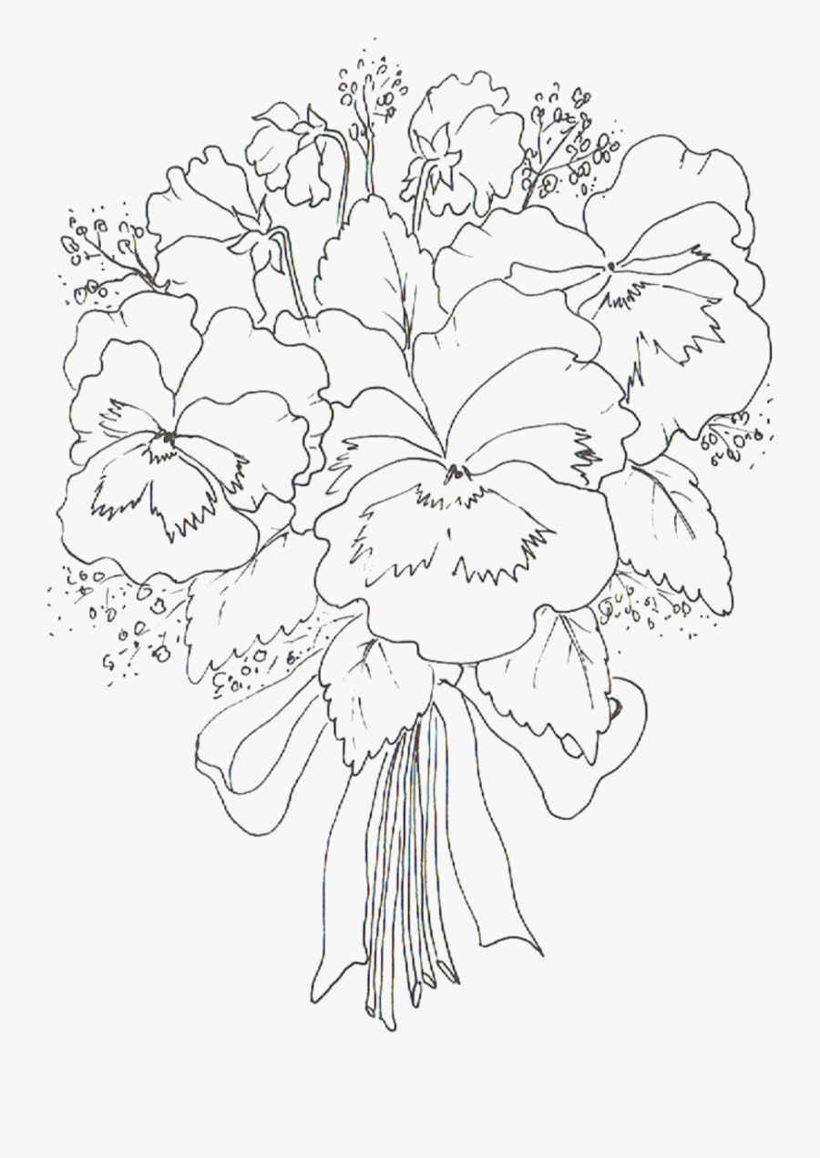 Pansies Lineart - Chrysanths, Transparent Clipart