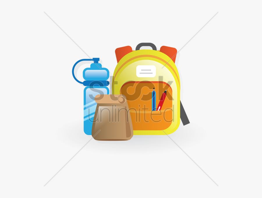 Transparent Lunch Bag Clipart - Lunch Bag And Water Bottle Clipart, Transparent Clipart