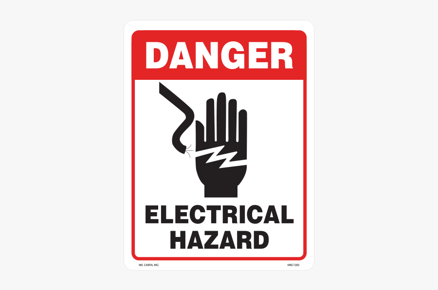 Electricity Hazard Label High Warning Safety Voltage - Hand Electric Sign, Transparent Clipart