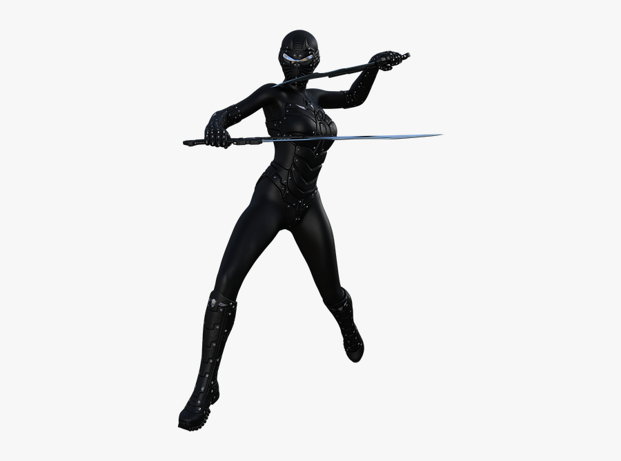 Female Ninja Silhouette, Transparent Clipart