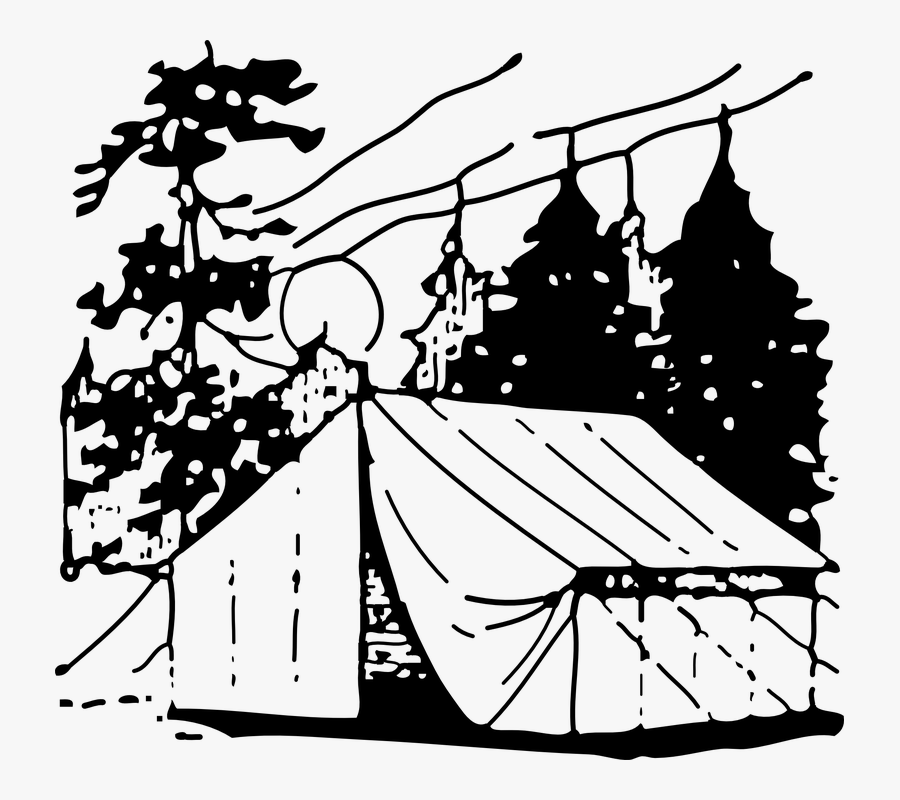 Black And White Camping Clipart - Black And White Camp Clip Art, Transparent Clipart
