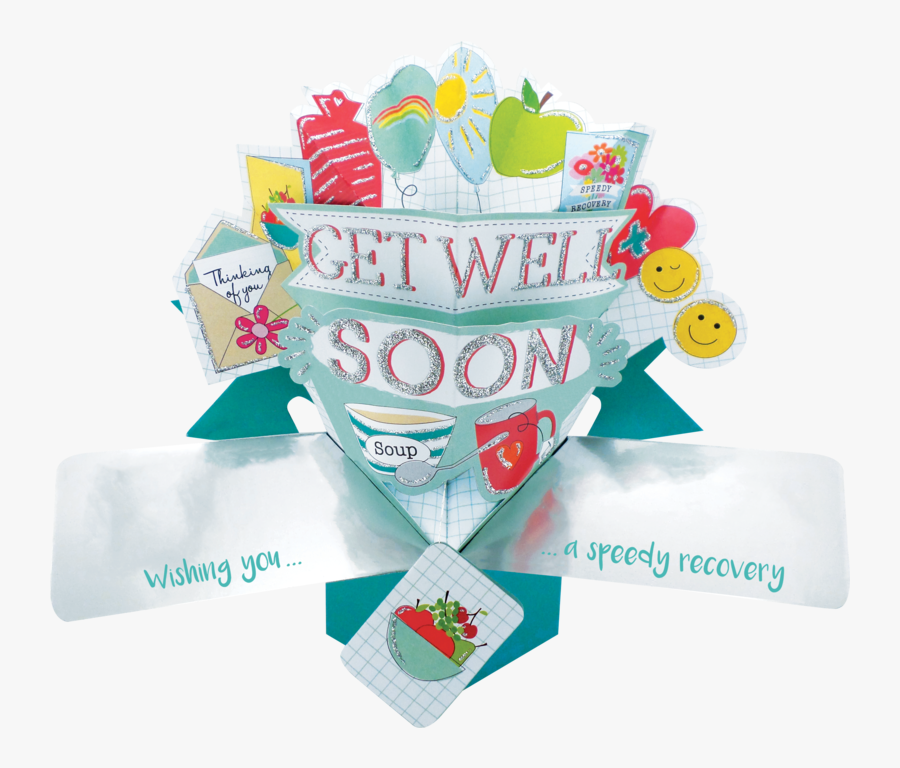 Second Nature Pop Ups - Get Well Soon Pop Up Card, Transparent Clipart