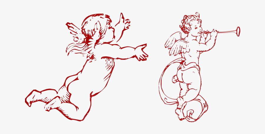 Clip Art How To Draw A Cherub - Baby Angel Line Drawing, Transparent Clipart