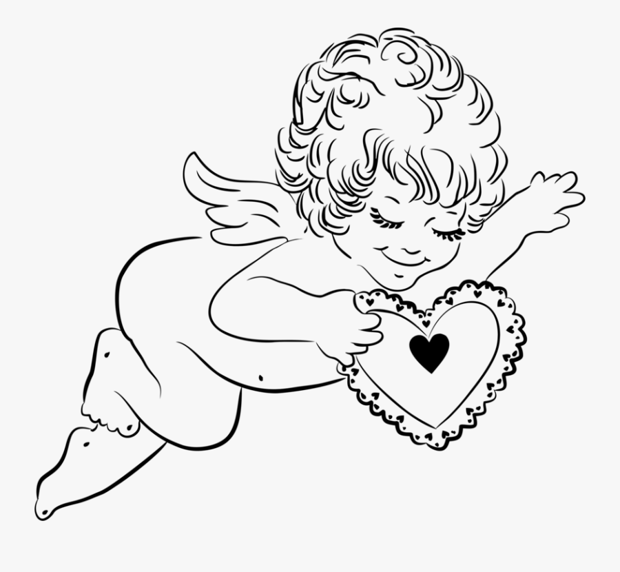 Emotion,art,monochrome Photography - Angel With Heart Clipart, Transparent Clipart