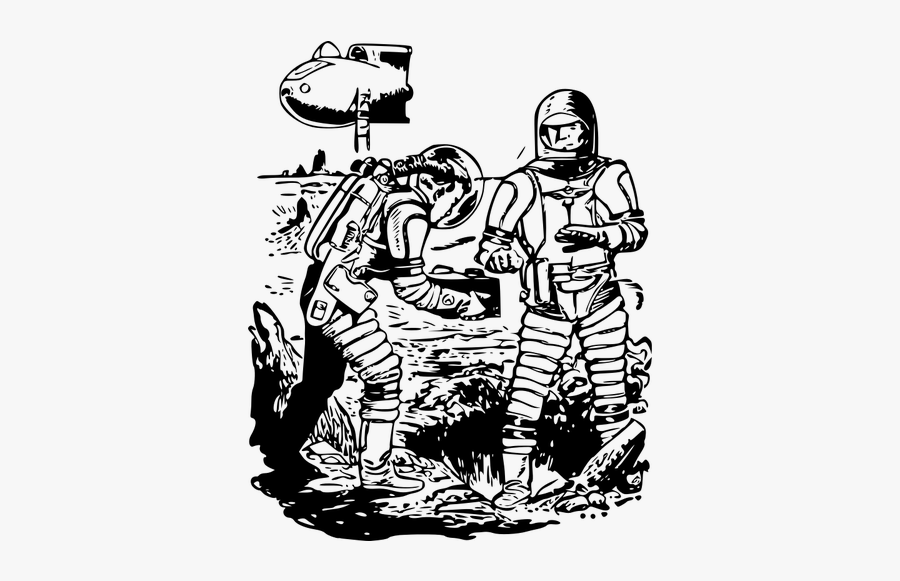 Vector Illustration Of Men In Protective Suits - Extraterrestrial Life Png Black White, Transparent Clipart
