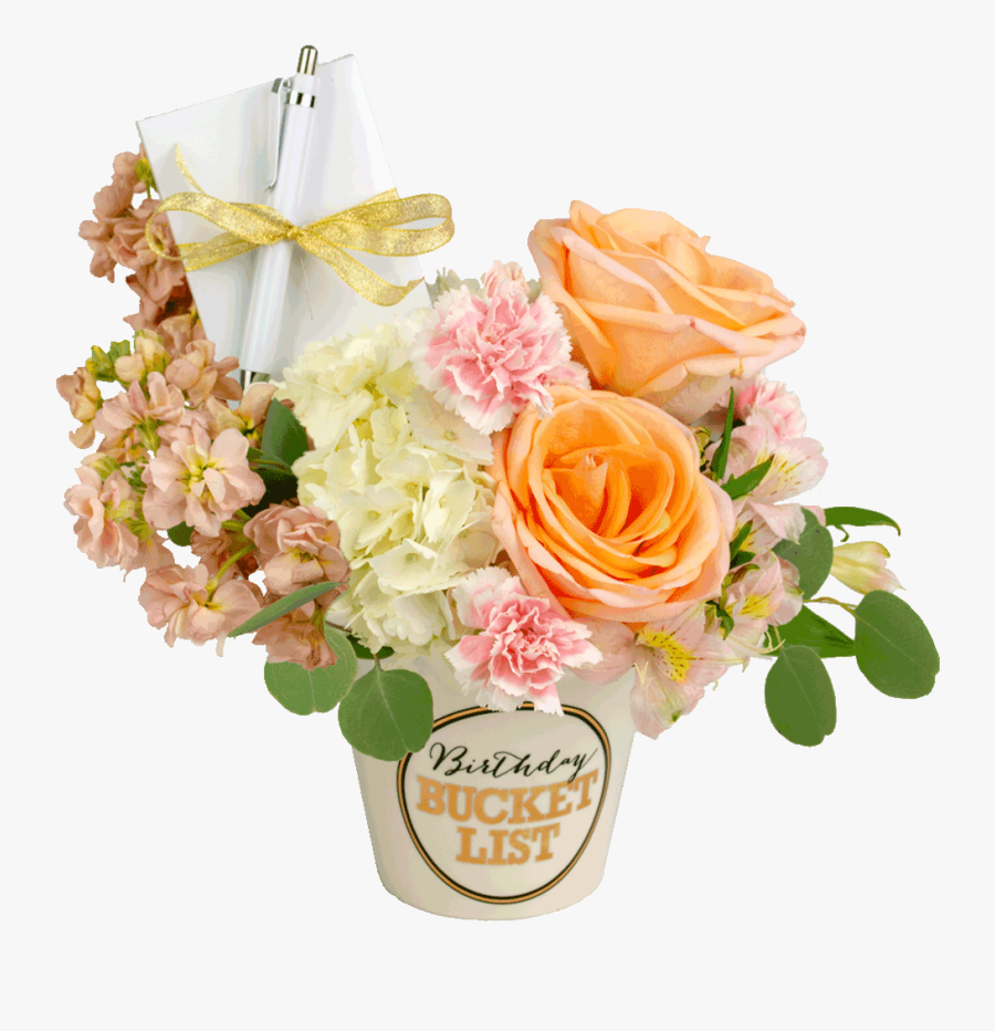 Pastel Birthday Bucket List Bouquet - Bucket With Bouquet, Transparent Clipart