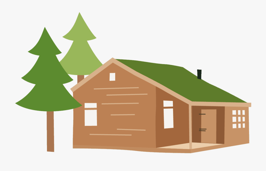 Log Cabin Family Glamping With Feather Down In The - Log Cabin Cartoon Png, Transparent Clipart