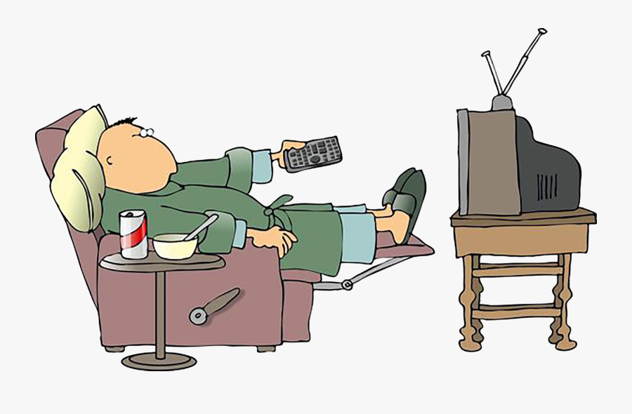 Cartoon Of Man Man Watching Tv, Transparent Clipart