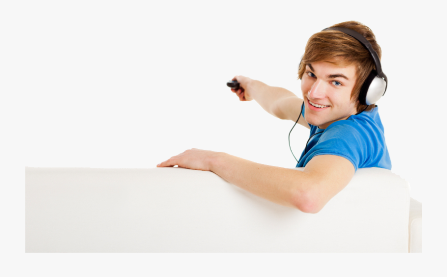 Music Tv On Couch - Man Watching Tv Png, Transparent Clipart