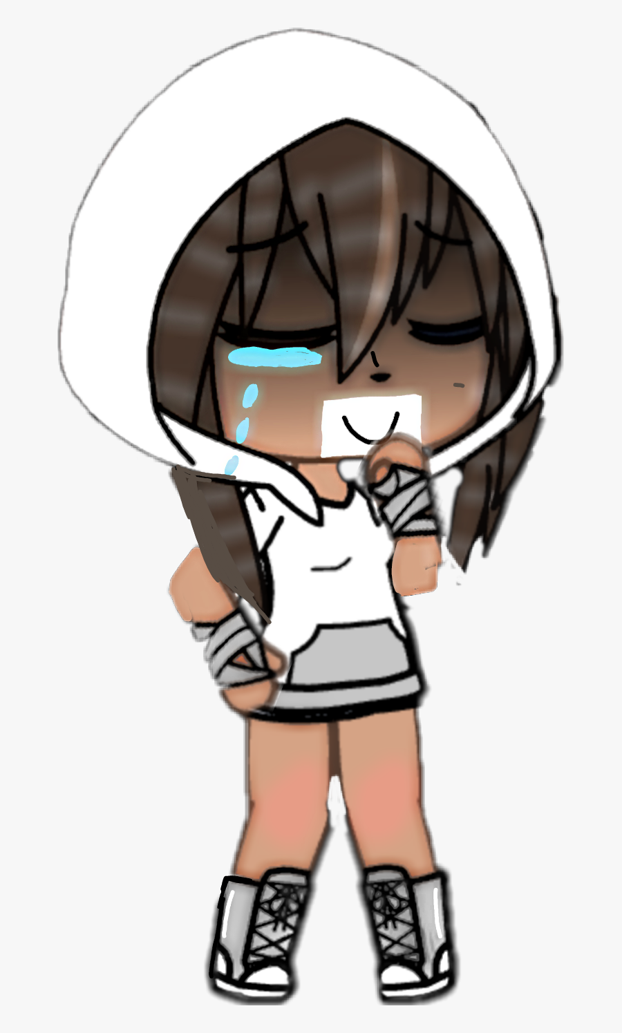 #gachalife #sad #fake #smile #greyandwhite - Sad Fake Smile Edit, Transparent Clipart