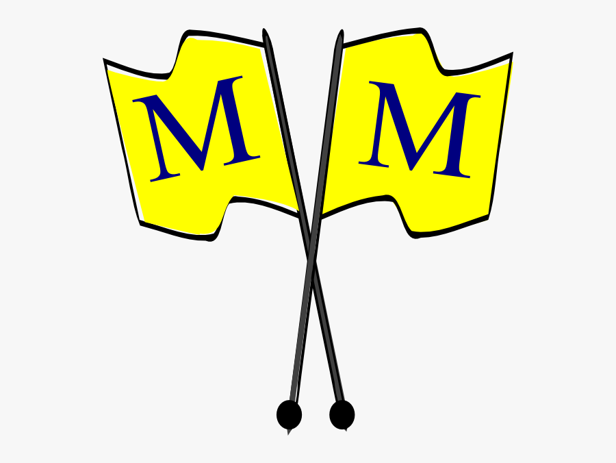 Crossed Yellow Flags With Blue "m, Transparent Clipart