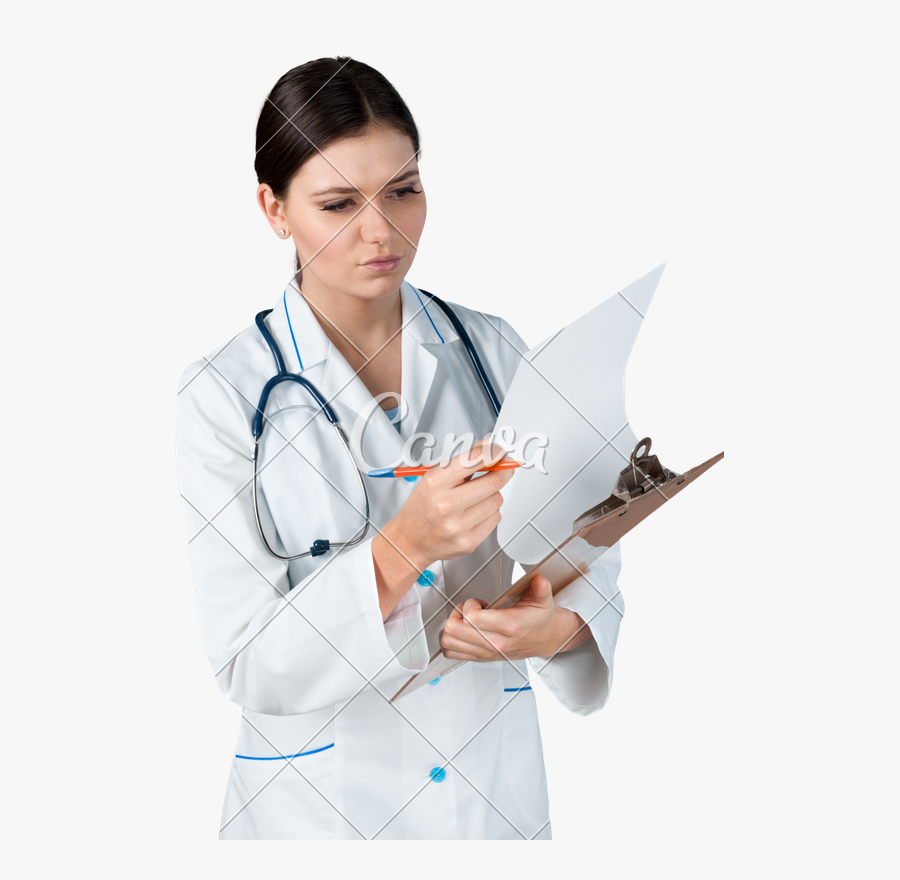 Clip Art Beautiful Reading A Report - Nurse, Transparent Clipart