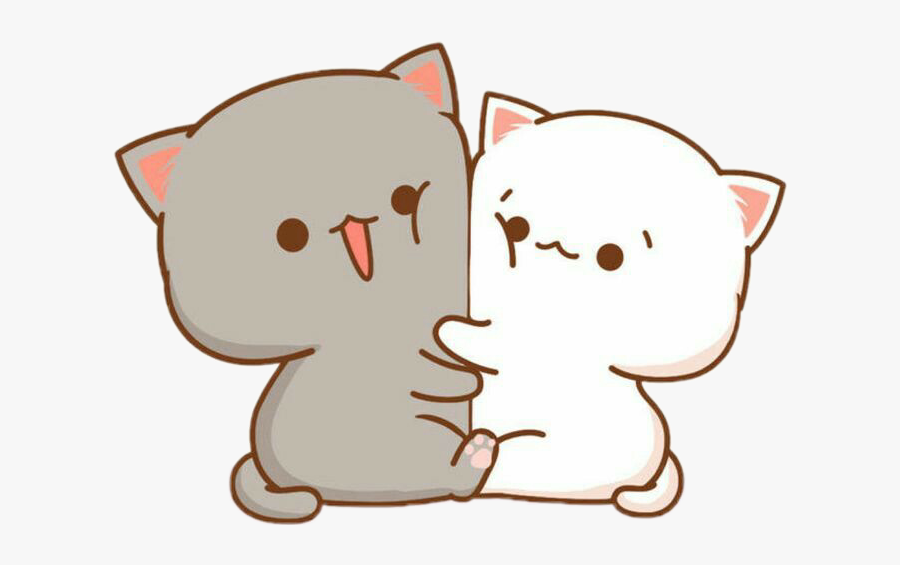 #freetoedit #cute #kawaii #cat #couple #love #hug #affection - Chibi Cute Cat Drawing, Transparent Clipart