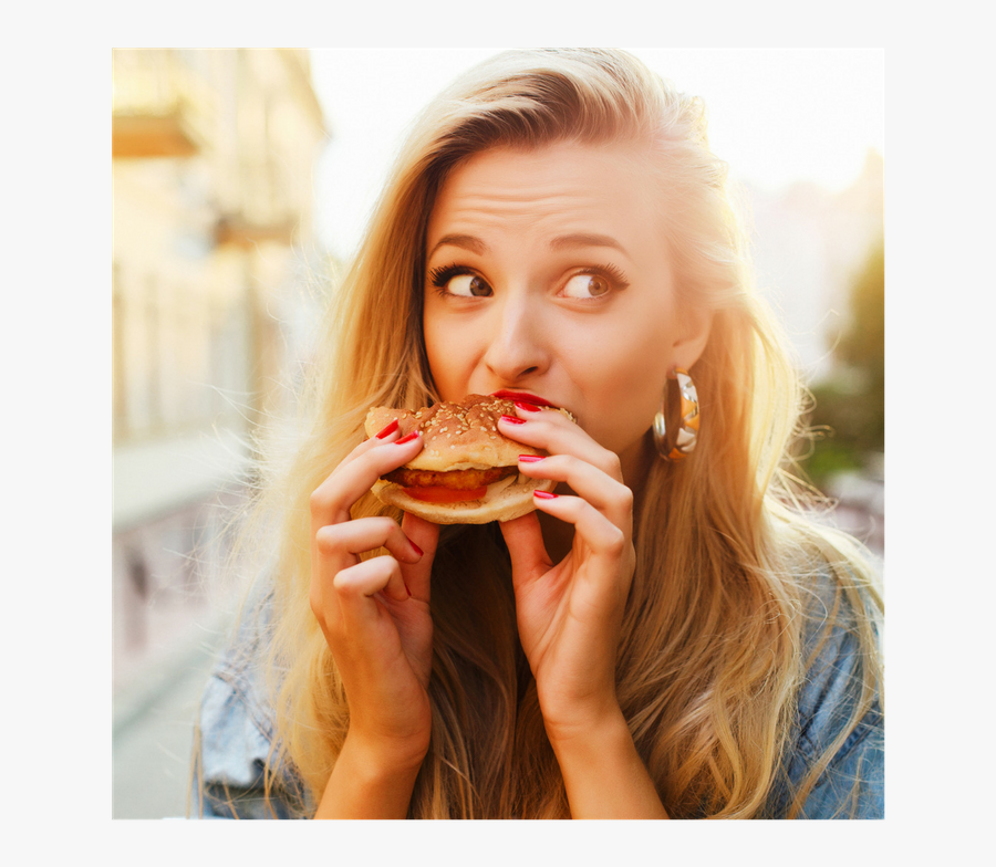 Clip Art Girl Eating Hot Dog - Girl Eating Food, Transparent Clipart
