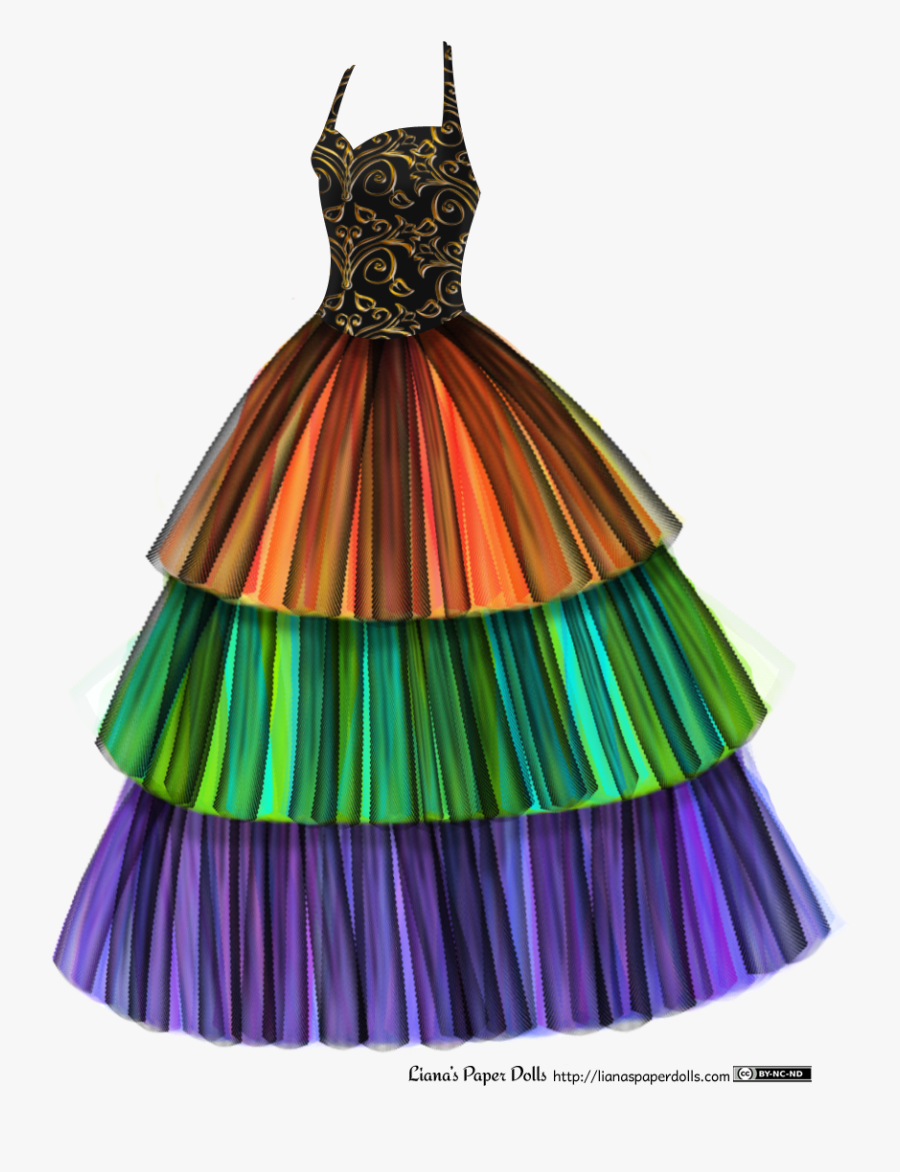 A Ballgown With A Halter Style Black Bodice And A Floor - Layered Dress Drawings, Transparent Clipart