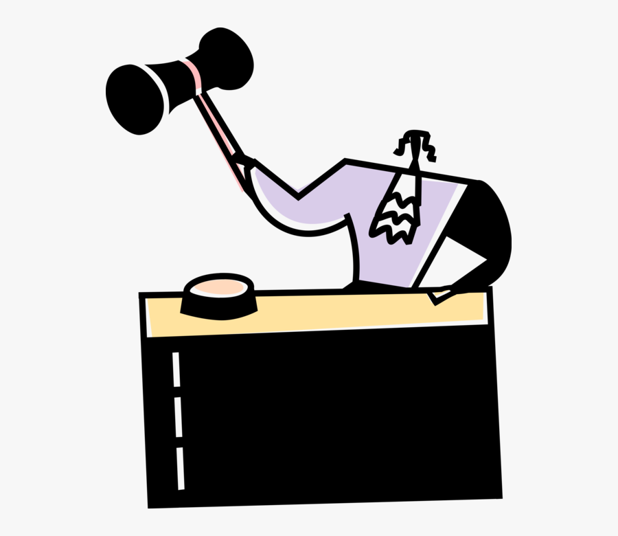 Vector Illustration Of Judge Bangs Judge"s Gavel Ceremonial, Transparent Clipart