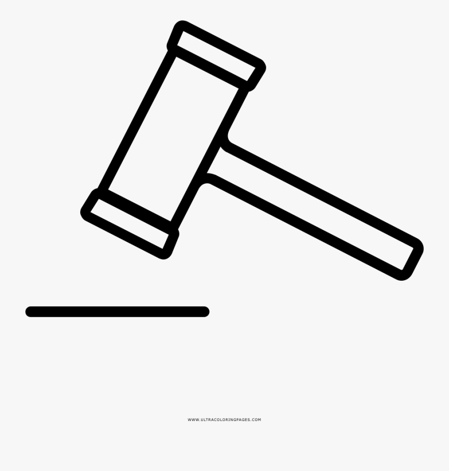 Gavel Coloring Page - Law Easy To Draw, Transparent Clipart