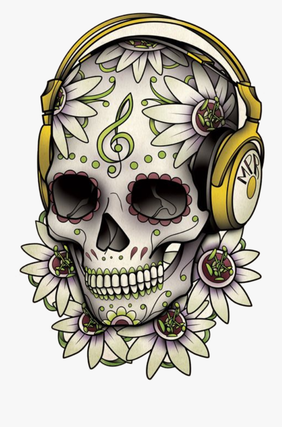 Tattoo Skull Calavera Dead Drawing Of The Clipart - Day Of The Dead Skull Music, Transparent Clipart