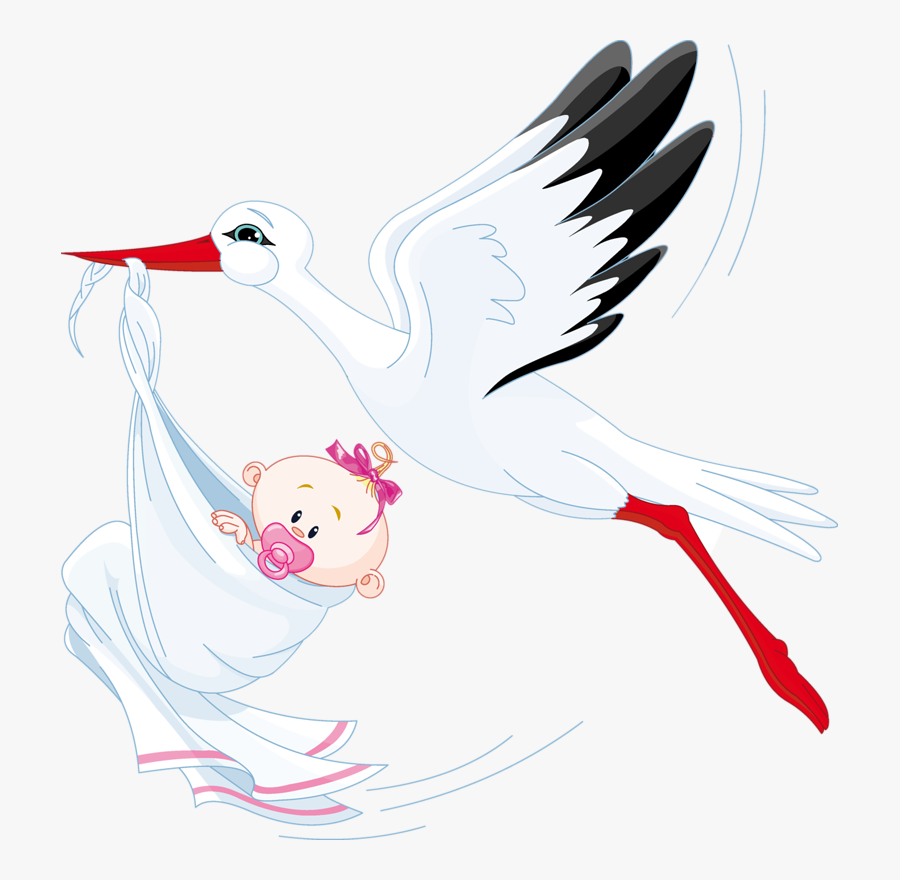 Stork Vector Retro - Stork With Baby, Transparent Clipart